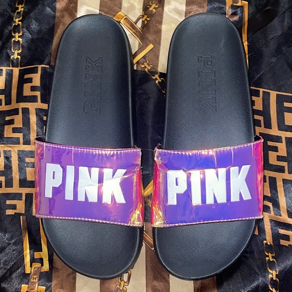 PINK Victoria's Secret Shoes - PINK Holo Slides🌈